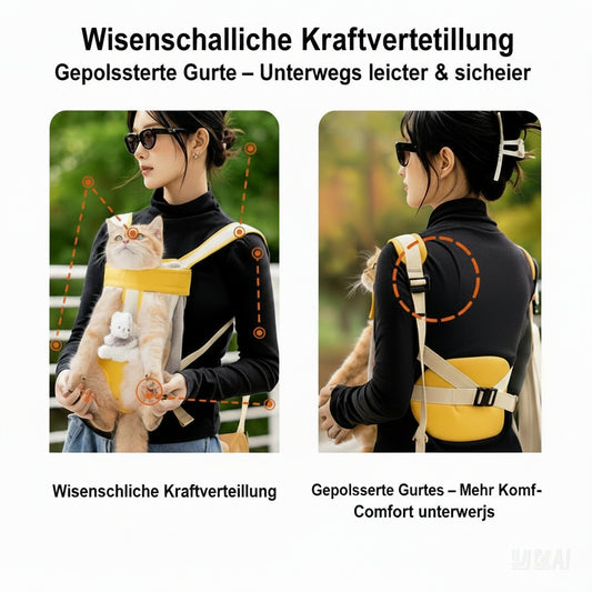 Katzengeschirr zum Tragen – Hands Katzentrage aus Canvas Vorne & Hinten tragbar.