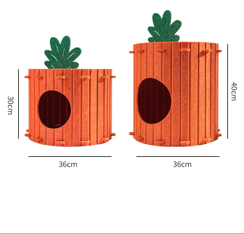 Katzenhöhle Karotten-Design Gemütliches Katzenbett aus Filz.