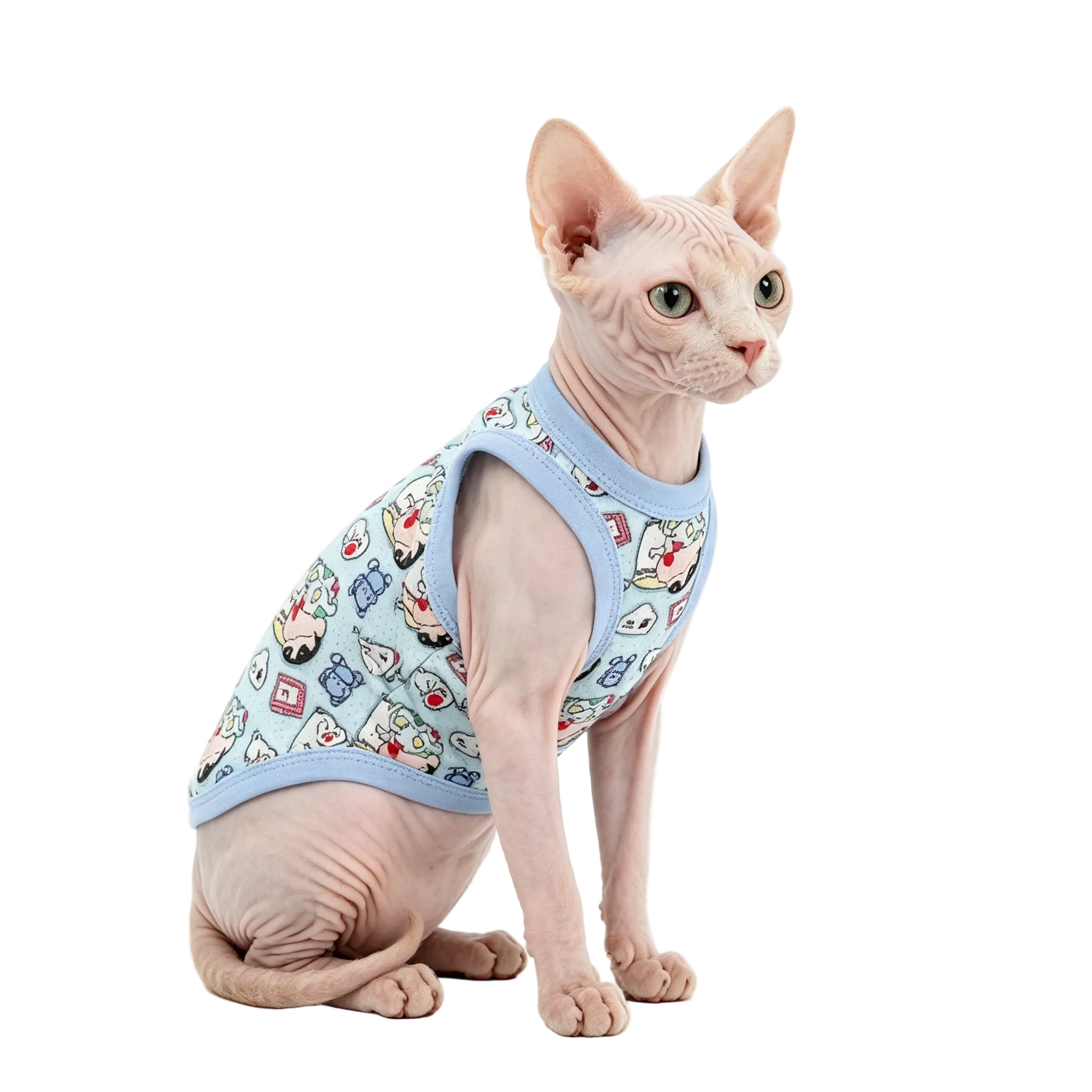 Sphynx Katze Sommerkleidung – Atmungsaktives Tanktop gegen Überhitzung.