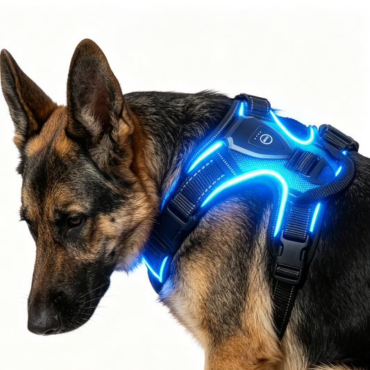 LED-Hundegeschirr mit wiederaufladbarer Beleuchtung – Sicher sichtbar bei Nacht
