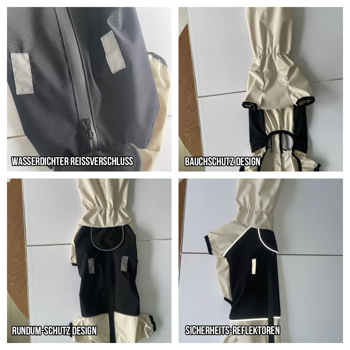 Schnauzer Regenmantel 4-Bein — Maßgefertigter Outdoor-Regenoverall für Zwergschnauzer, Schnauzer & Riesenschnauzer | Kitipcoo