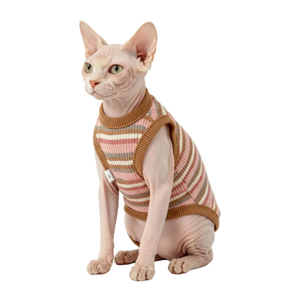 Sphynx Katze Kleidung – Gestreiftes Shirt für Nacktkatzen.