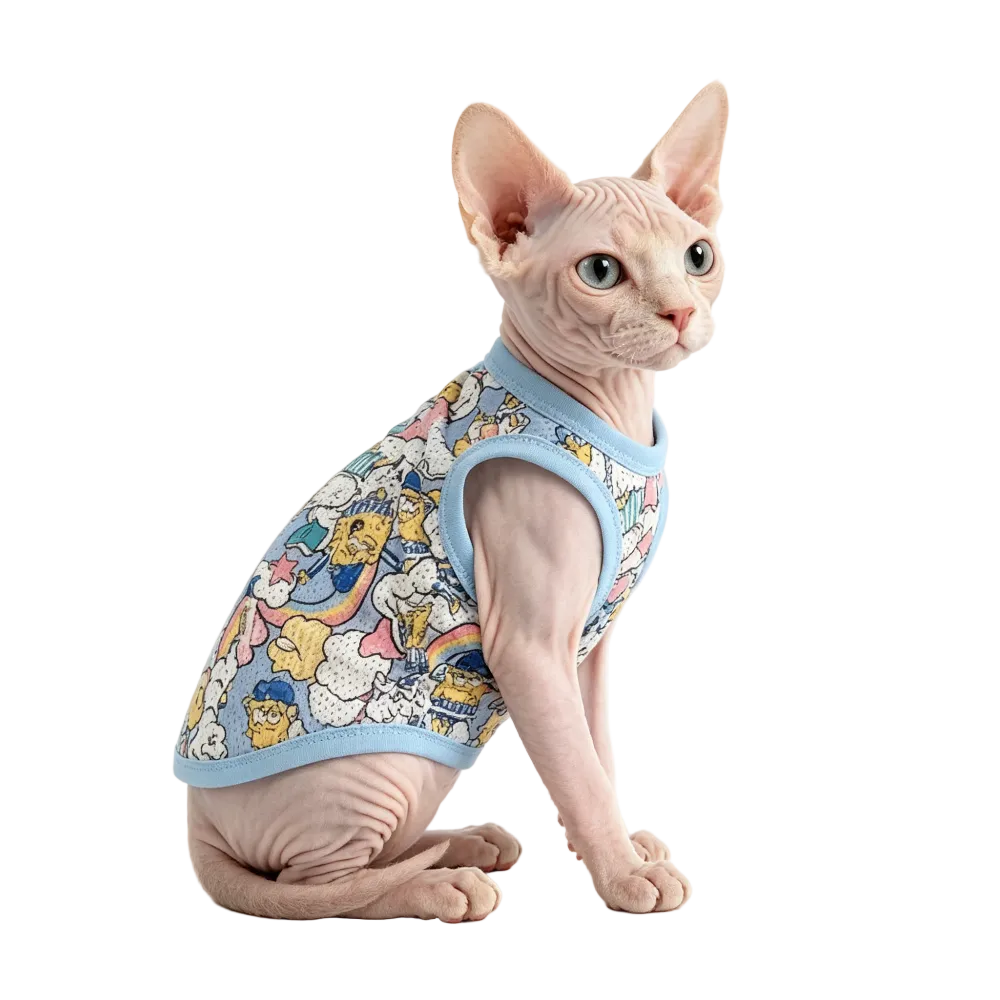 Sphynx Katze Sommerkleidung – Atmungsaktives Tanktop gegen Überhitzung.