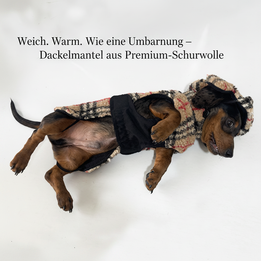 Dackel Kuschelmantel – Maßgefertigte Wärme im Schottenkaro