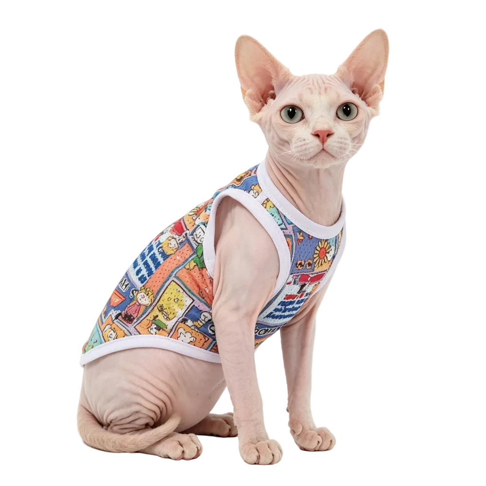Sphynx Katze Sommerkleidung – Atmungsaktives Tanktop gegen Überhitzung.