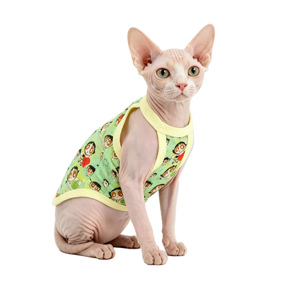 Sphynx Katze Sommerkleidung – Atmungsaktives Tanktop gegen Überhitzung.