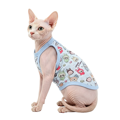 Sphynx Katze Sommerkleidung – Atmungsaktives Tanktop gegen Überhitzung.