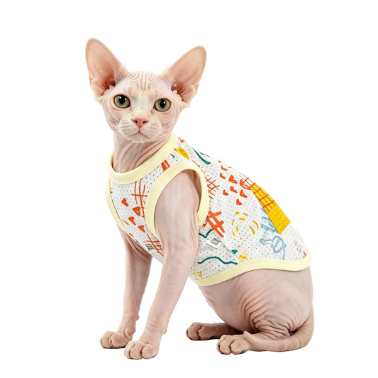 Sphynx Katze Sommerkleidung – Atmungsaktives Tanktop gegen Überhitzung.