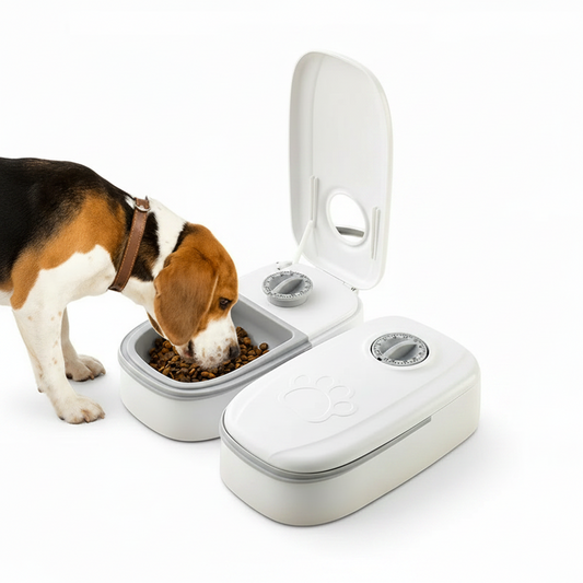 Katzen & Hunde Tiernapf mit 48h-Timer – Einzelmahlzeit, Drehverschluss
