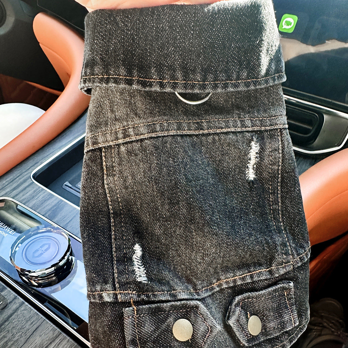 Dackel Jeansjacke | Vintage Distressed Denim für kleine Hunde