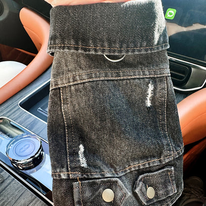 Dackel Jeansjacke | Vintage Distressed Denim für kleine Hunde