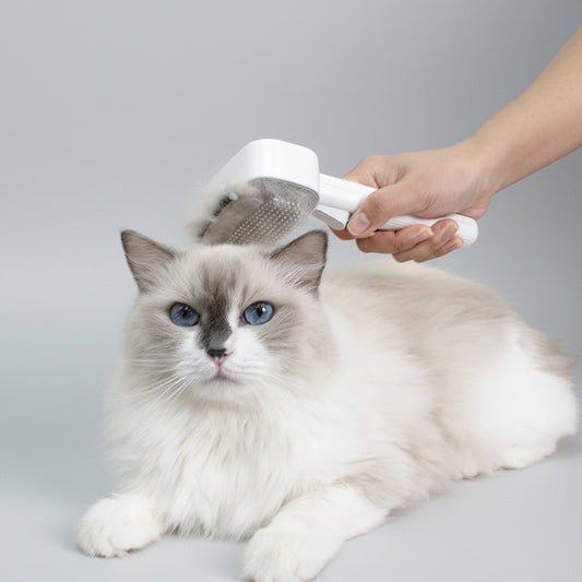 Katzenbürste 2-in-1 – Anti-Flughaare Wechselkopf Nadel- & Entwirrkamm  Drehregulierbar.