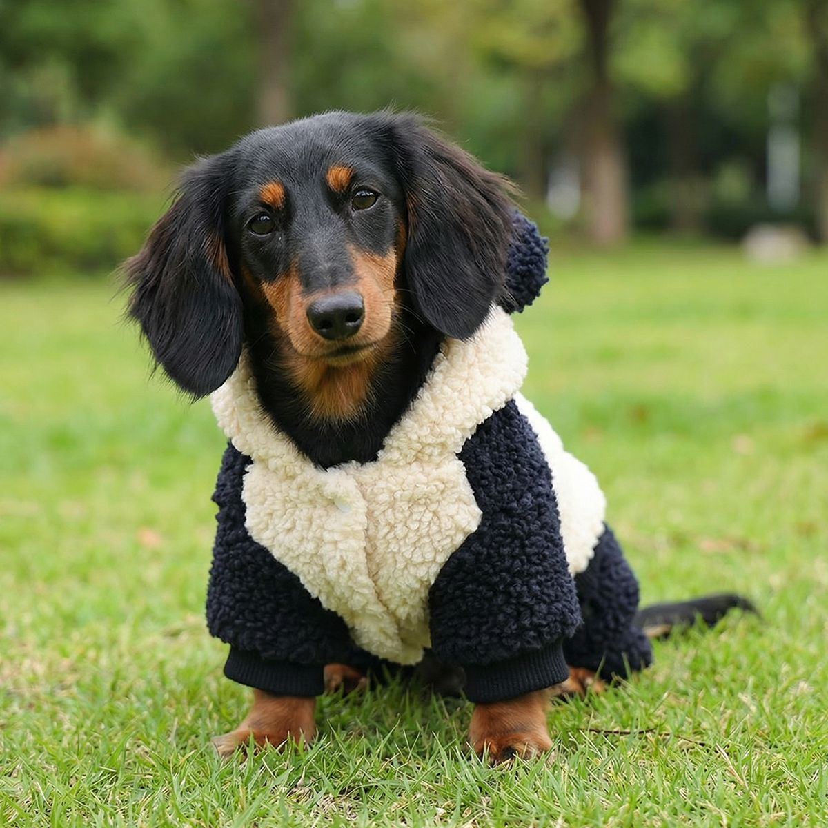 Dackel Panda Hoodie | Flanell Kostuem Pullover fuer kleine Hunde