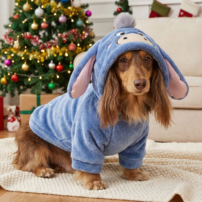 Dackel Hoodie Wintermantel | Flanell Fleece mit Kapuze fuer kleine Hunde