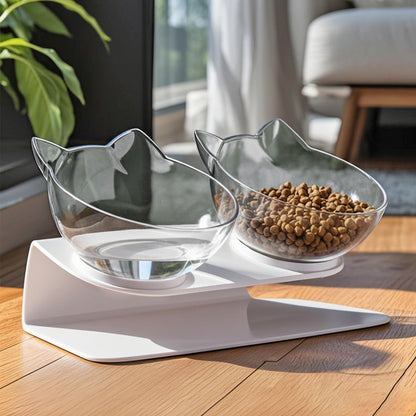 Katzennapf Doppelnapf Set – Futternapf Katze mit Katzenkopf-Design.