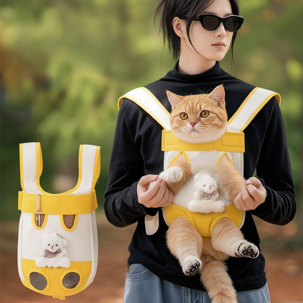 Katzengeschirr zum Tragen – Hands Katzentrage aus Canvas Vorne & Hinten tragbar.