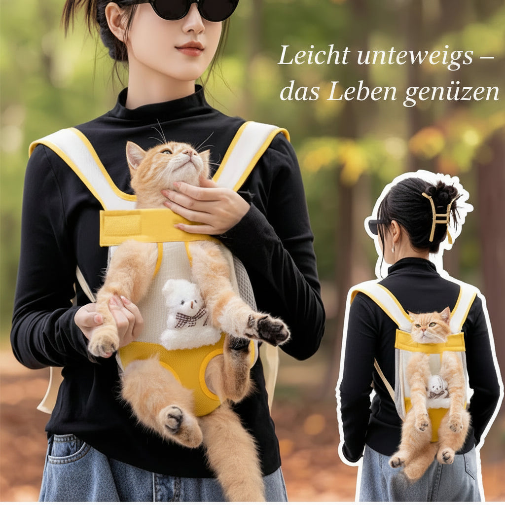 Katzengeschirr zum Tragen – Hands Katzentrage aus Canvas Vorne & Hinten tragbar.
