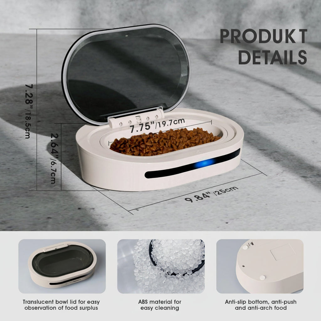 Katzennapf mit Sensor-Deckel – Insekten- & Staubschutz, USB oder Batterie, für Katzen & Hunde