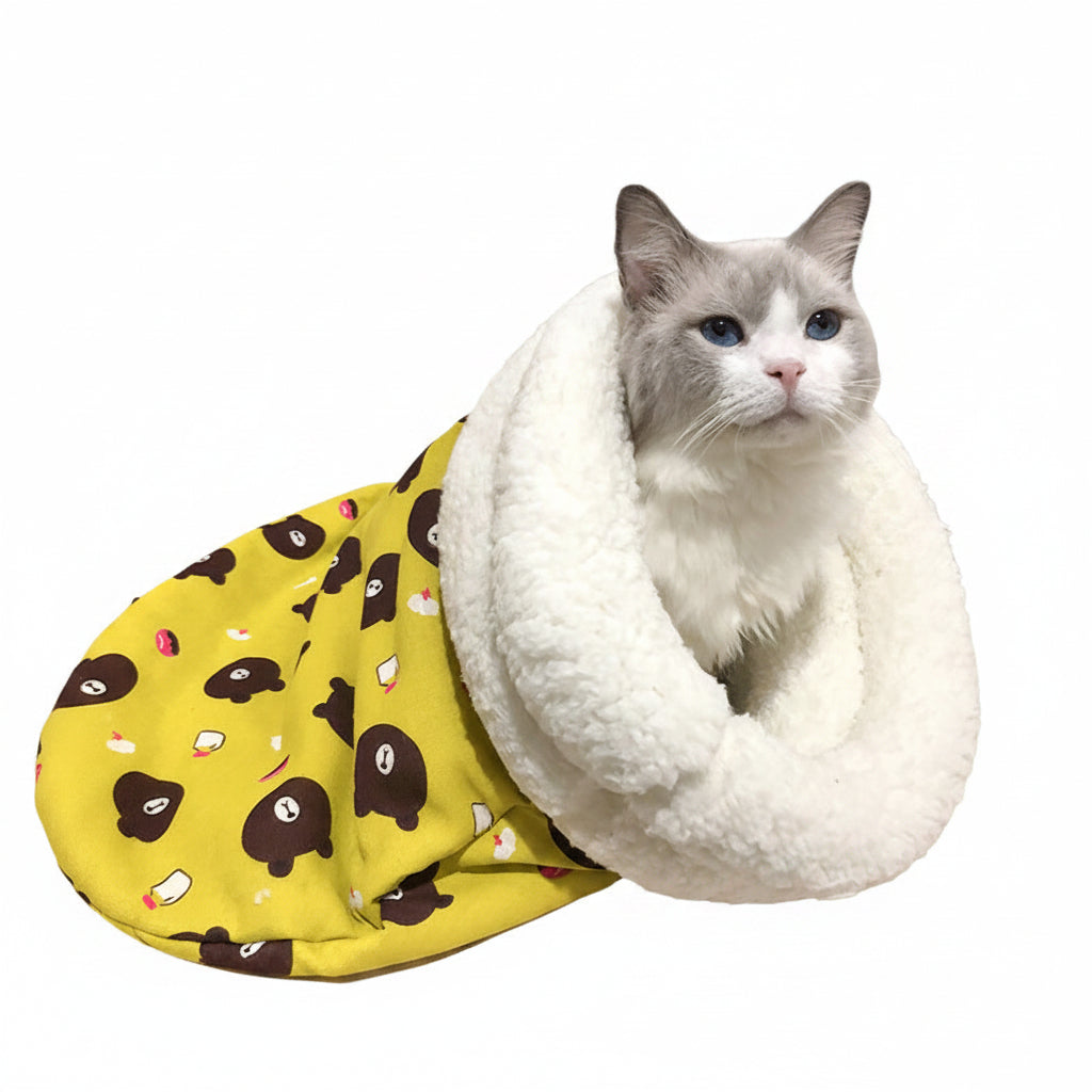 Katzenschlafsack – Warmer Schlafsack für Katzen mit Plüschfutter.