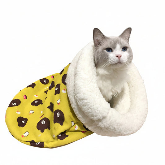 Katzenschlafsack – Warmer Schlafsack für Katzen mit Plüschfutter.