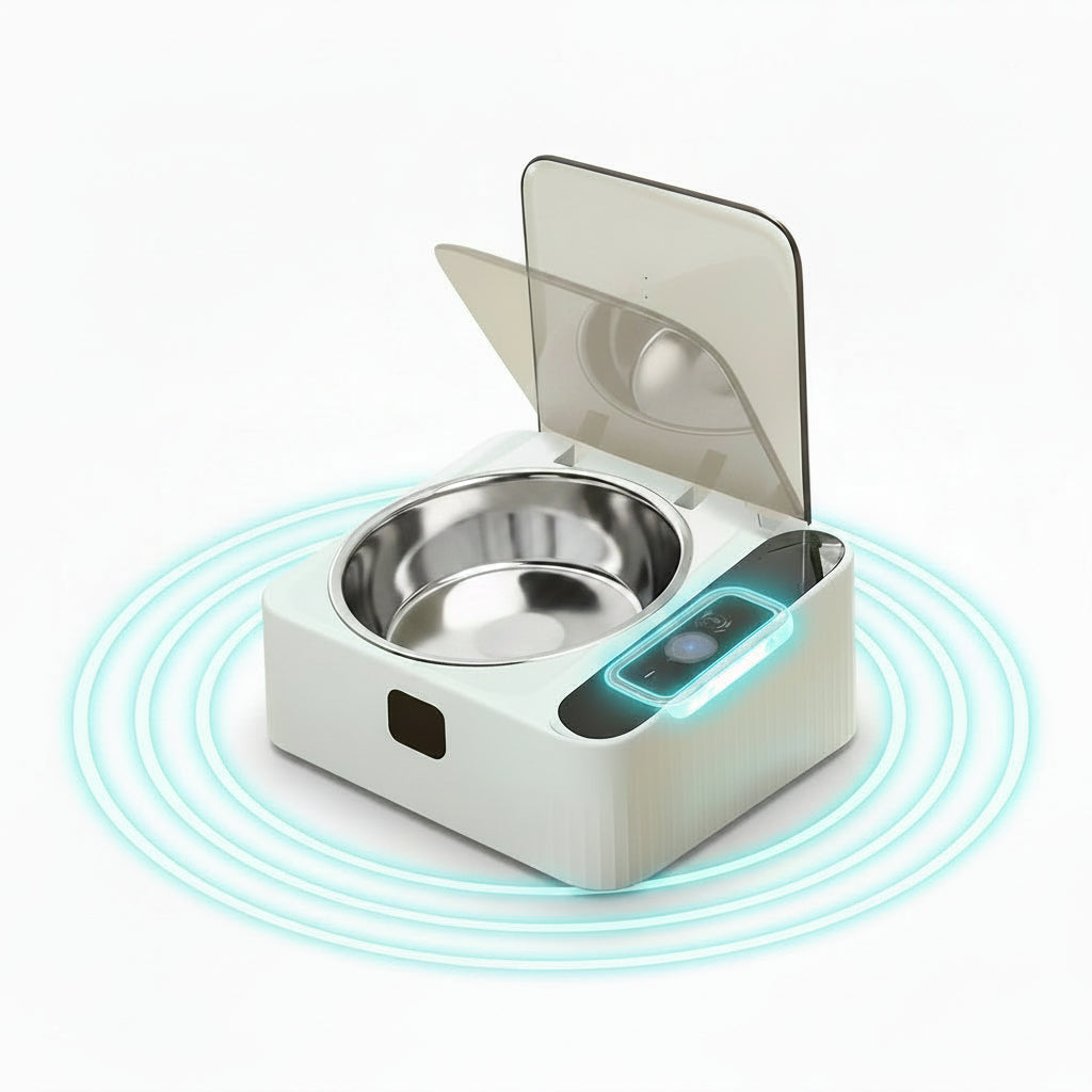 Katzennapf & Hundenapf mit Sensor-Deckel | Edelstahl Tiernapf.