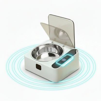 Katzennapf & Hundenapf mit Sensor-Deckel | Edelstahl Tiernapf.