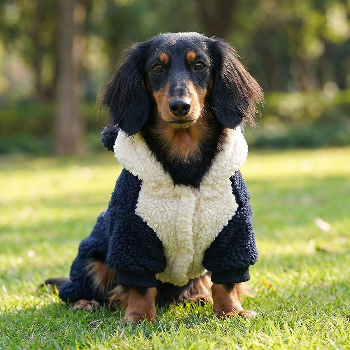 Dackel Panda Hoodie | Flanell Kostuem Pullover fuer kleine Hunde