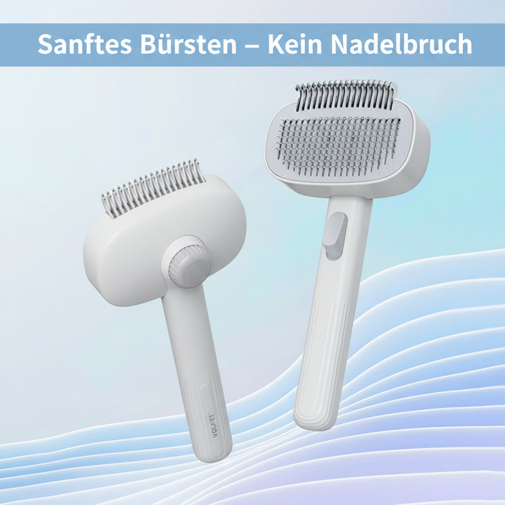 Katzenbürste 2-in-1 – Anti-Flughaare Wechselkopf Nadel- & Entwirrkamm  Drehregulierbar.