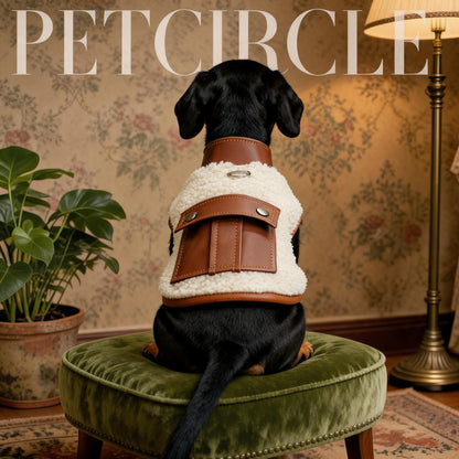 Dackel Lederjacke mit Lammfell | Warm und Stylisch fuer kleine Hunde