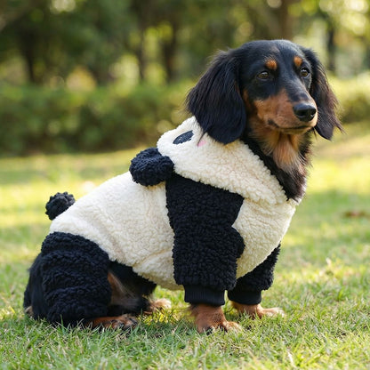 Dackel Panda Hoodie | Flanell Kostuem Pullover fuer kleine Hunde