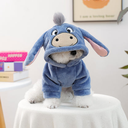Dackel Hoodie Wintermantel | Flanell Fleece mit Kapuze fuer kleine Hunde