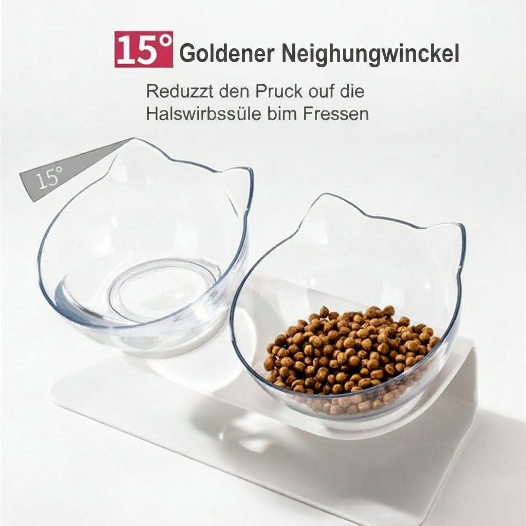 Katzennapf Doppelnapf Set – Futternapf Katze mit Katzenkopf-Design.