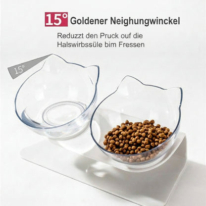 Katzennapf Doppelnapf Set – Futternapf Katze mit Katzenkopf-Design.