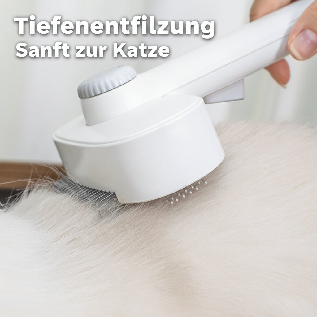 Katzenbürste 2-in-1 – Anti-Flughaare Wechselkopf Nadel- & Entwirrkamm  Drehregulierbar.