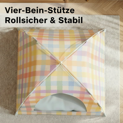Katzenzelt für drinnen – Faltbares Katzenhaus mit Mesh-Netz & Kissen.