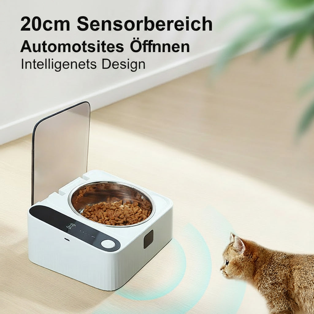 Katzennapf & Hundenapf mit Sensor-Deckel | Edelstahl Tiernapf.