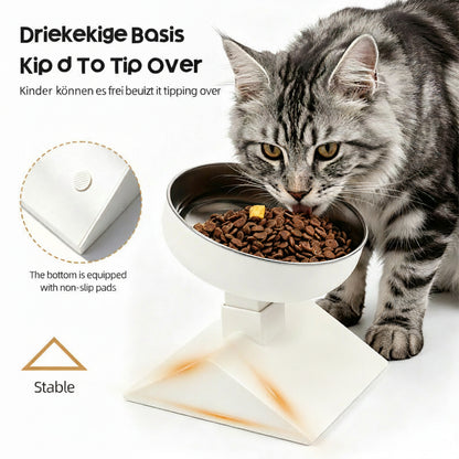 Erhöhter Katzennapf mit verstellbarem Winkel – 0–17,5°, 304 Edelstahl, rutschfest.