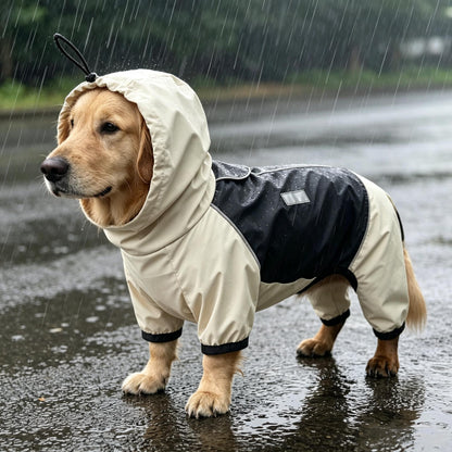 Golden Retriever Regenmantel 4-Bein — Maßgefertigter Regenoverall für Goldie & Retriever | Kitipcoo