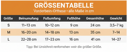 Grössentabelle S/M/L vollständig