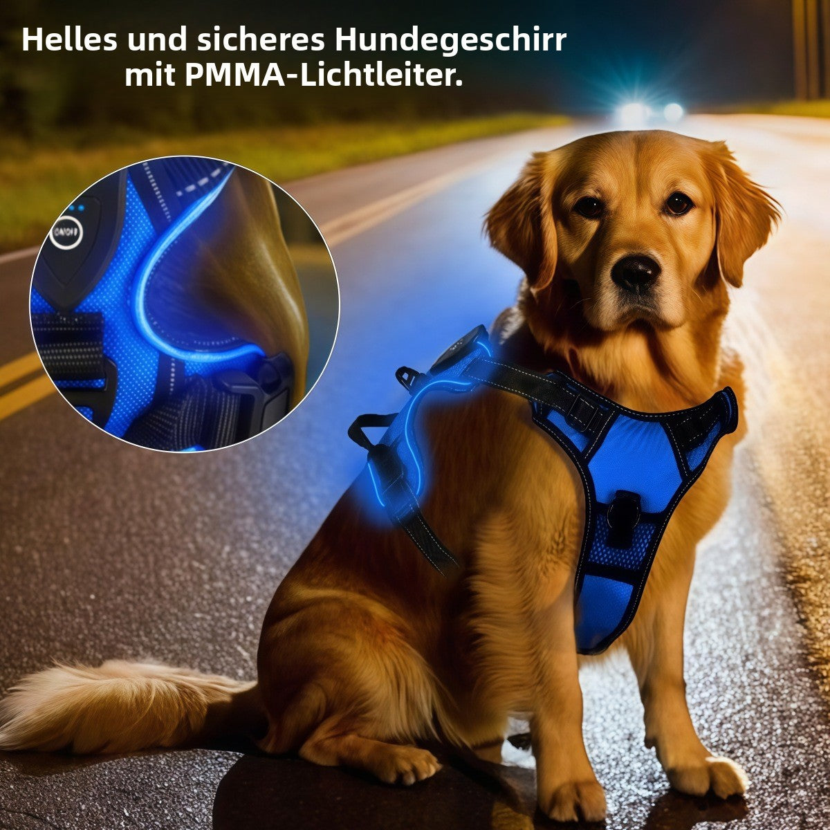 LED-Hundegeschirr mit wiederaufladbarer Beleuchtung – Sicher sichtbar bei Nacht
